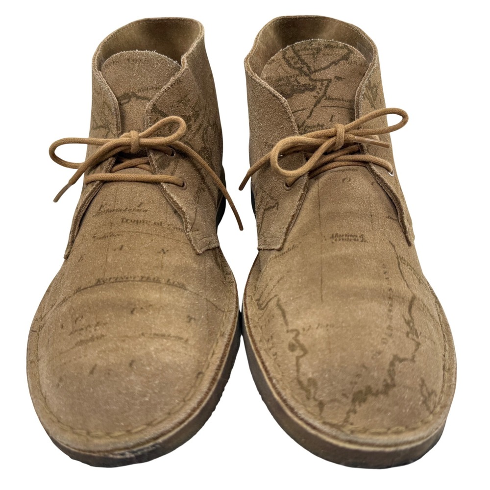Supreme x Clarks Desert Chukka Boot Men Size 10.5 Tan Suede Map Print Crepe Sole - Picture 2 of 12
